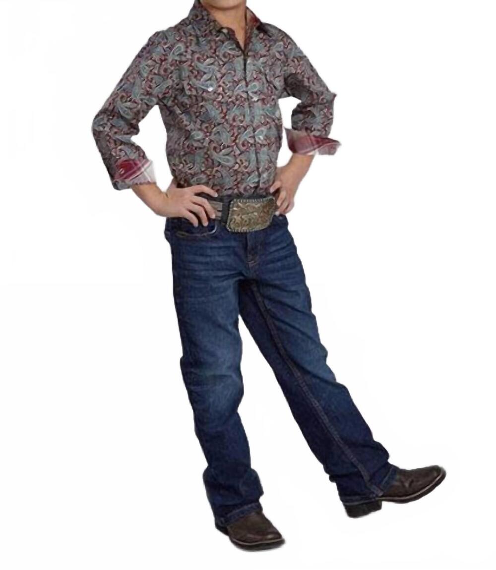 NEW ROPER boy's orchard shirt in red paisley